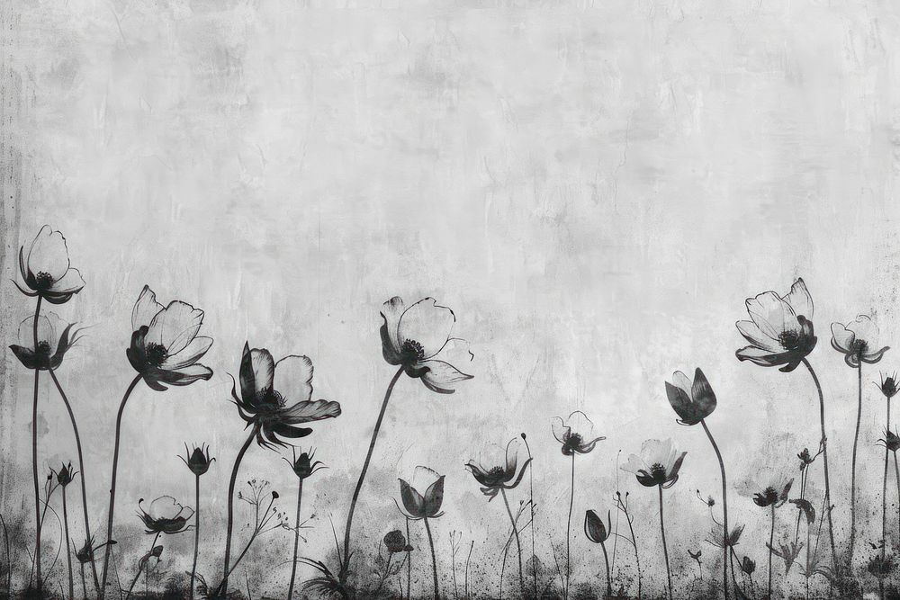 Flower field of etching flower art illustrated.