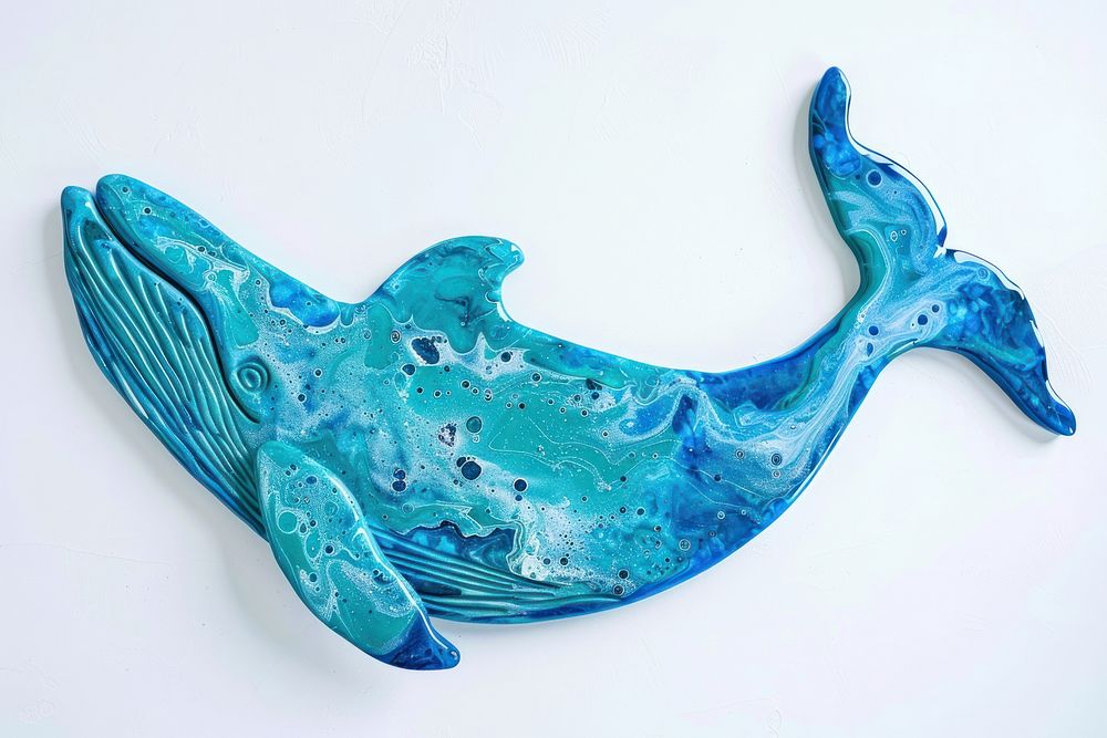 Acrylic pouring Whale whale turquoise pottery.