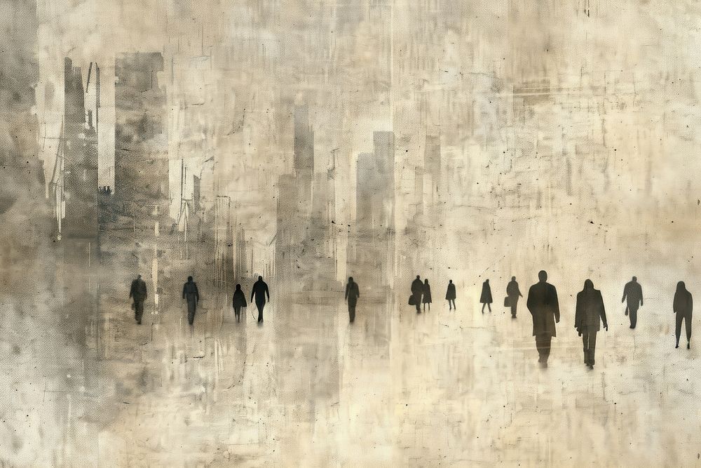 People walking at city of etching art architecture accessories.