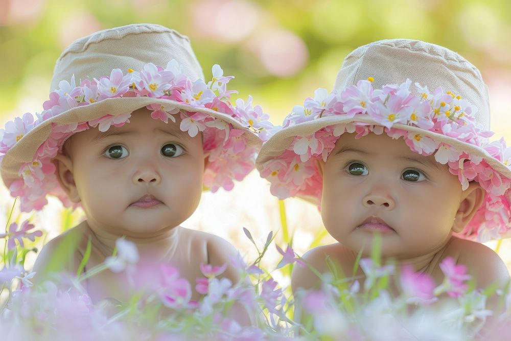 Indonesian kid twins couple flower photo photography.