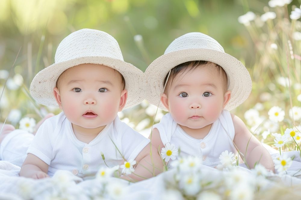 Singaporean kid twins couple flower photo photography.
