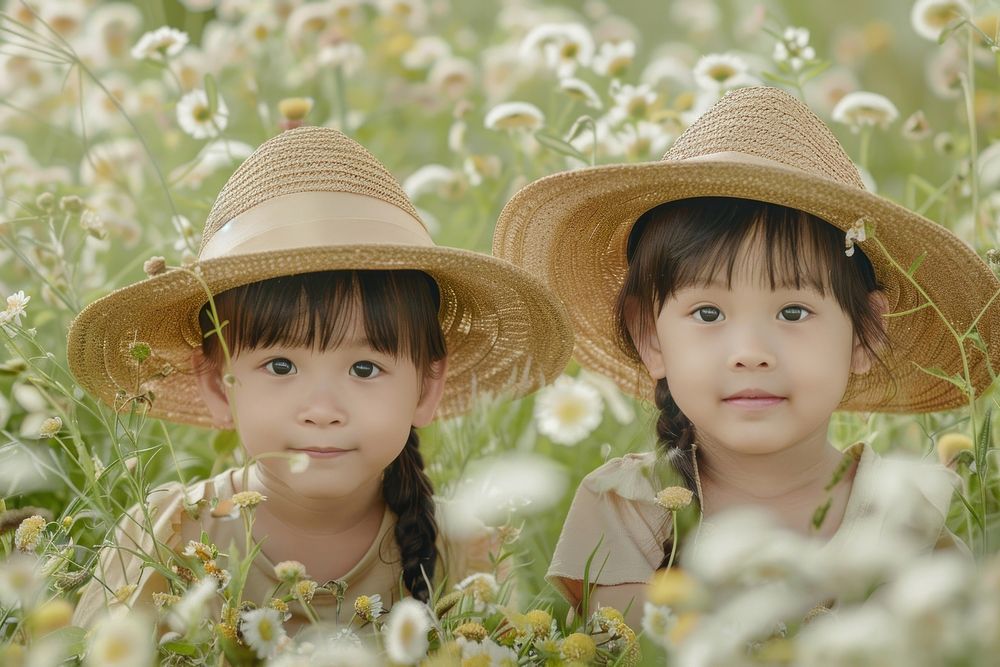 Singaporean kid twin couple flower photo photography.