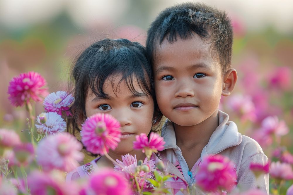 Vietnamese kid flower photo photography.