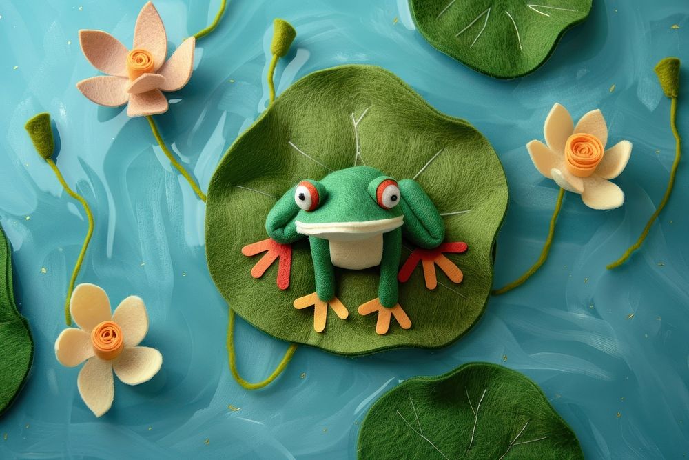 Frog dance on lotus leaf amphibian wildlife blossom.