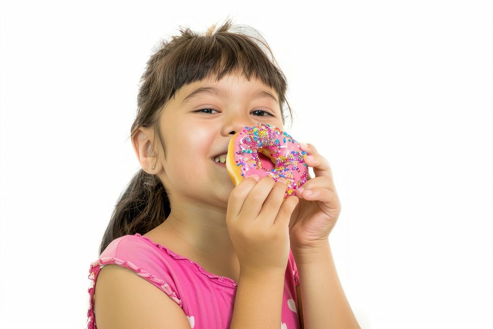 Girl eat donut confectionery female person.