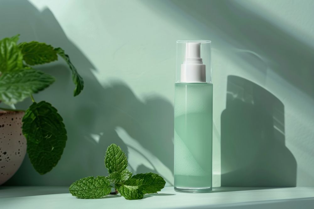 Mint and facial cleansing foam bottle mint cosmetics perfume.