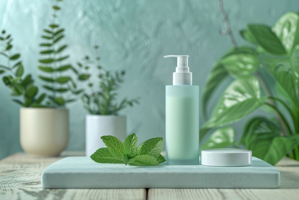 Mint and facial cleansing foam bottle mint medication lotion.