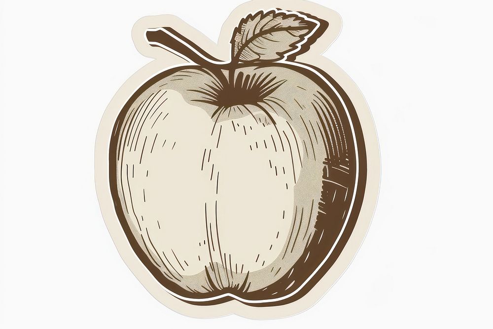 Screen printing sticker apple produce fruit plant.