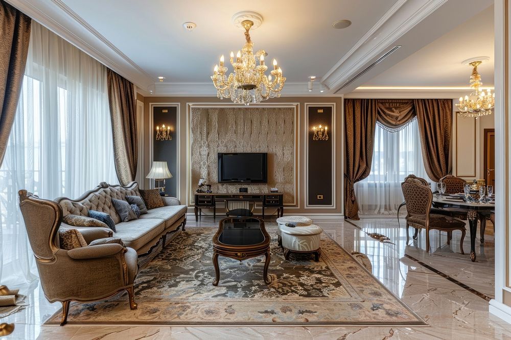 Luxury apartment furniture room architecture.