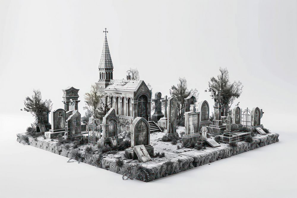 Cemetery cemetery architecture illustrated.