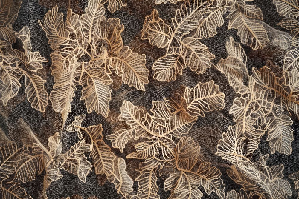 Autumn leaves lace pattern texture velvet person.
