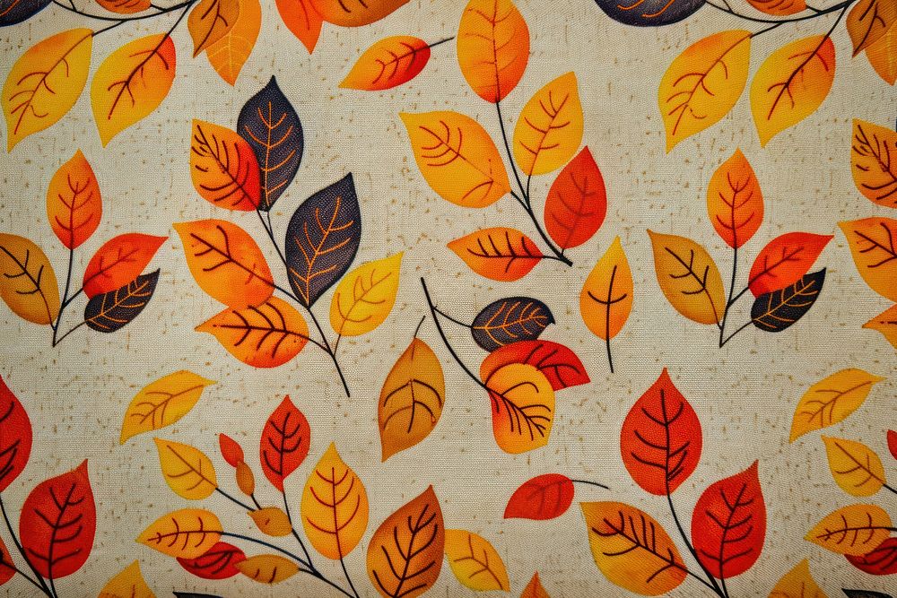 Autumn leaves vintage pattern applique graphics plant.