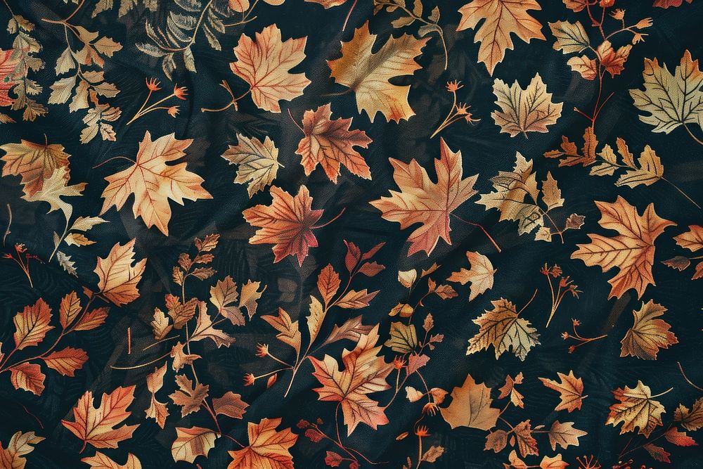 Autumn leaves vintage pattern texture plant leaf.