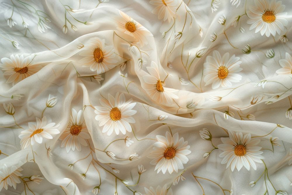 Daisy pattern fabric texture blossom wedding blanket.