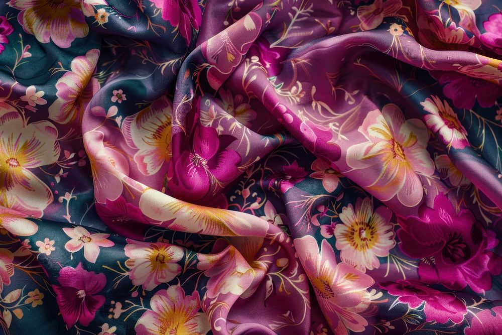 Floral pattern Satin fabric velvet silk.