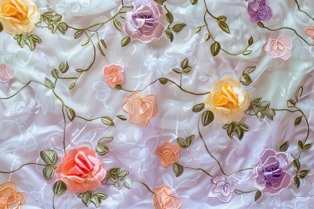 Embroidered floral Satin pattern blossom dessert wedding.