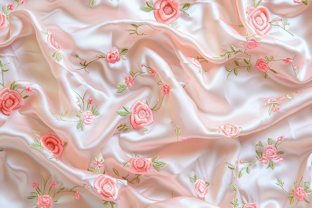 Embroidered rose Satin pattern person human silk.
