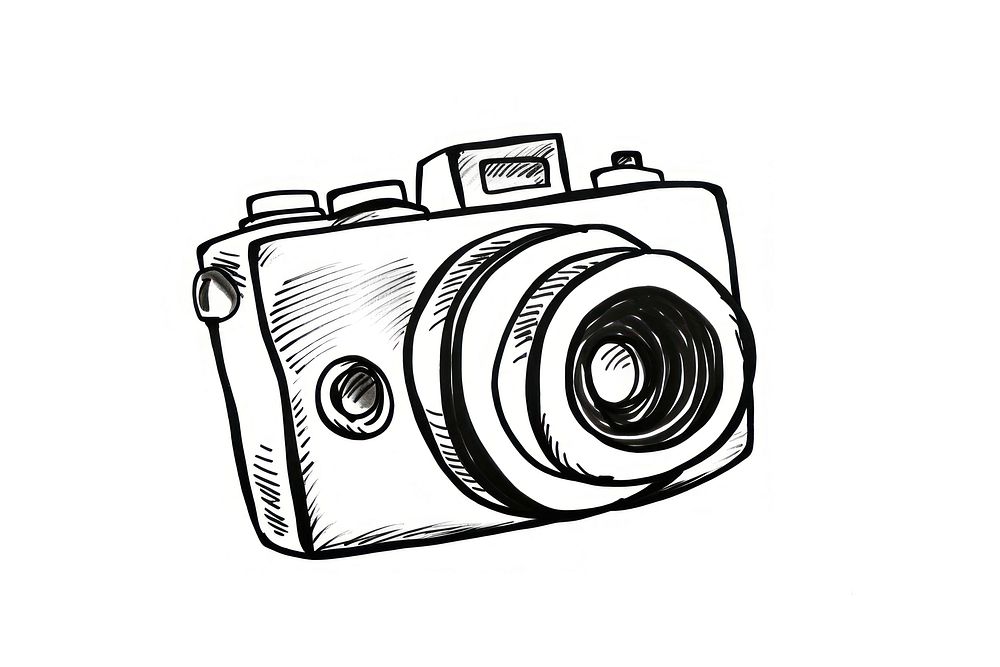 Easy doodle drawing camera electronics illustrated sketch.