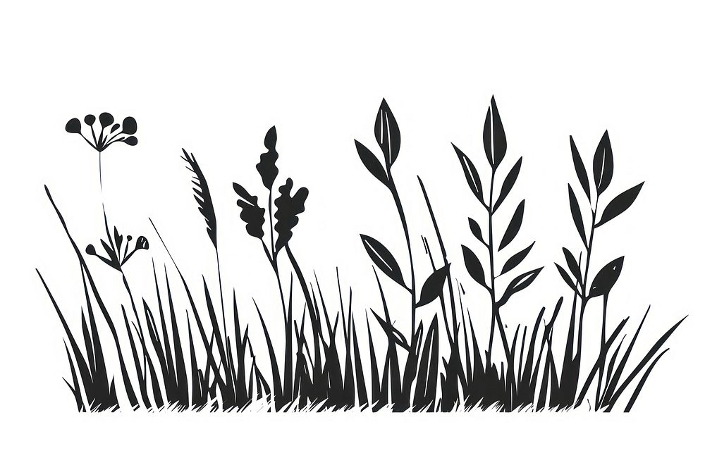 Easy doodles drawings of simple grass illustrated silhouette stencil.