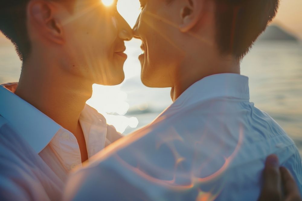 Thai gay couple photography romantic outdoors.