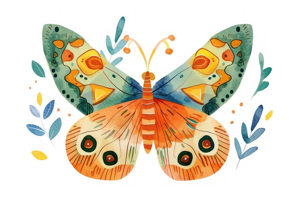Boho butterfly illustration invertebrate animal insect.