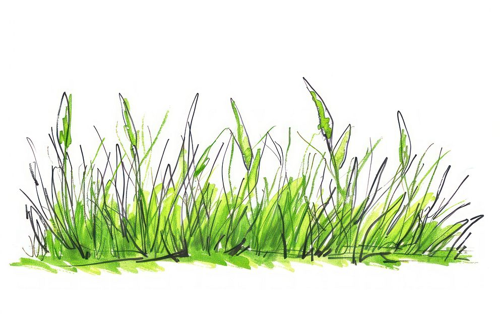 Doodles drawings of simple grass art vegetation agropyron.