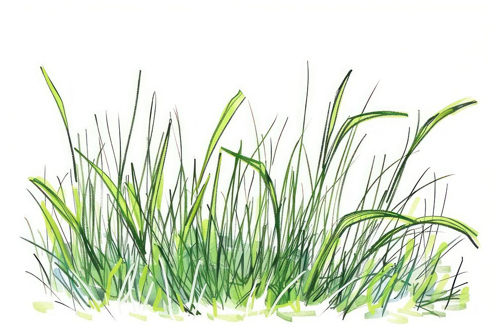 Doodles drawings of simple grass vegetation agropyron plant.