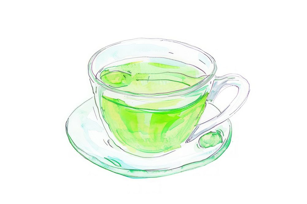 Green tea beverage saucer drink.