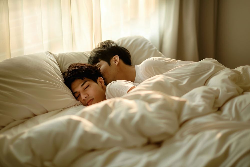 Thai gay couple bed furniture romantic.