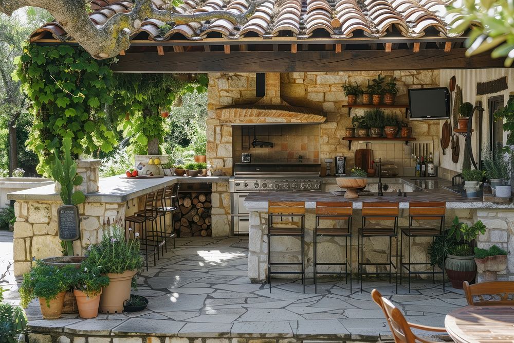 Outdoor kitchen outdoors architecture electronics.