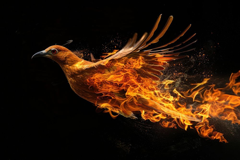 Bird flame fire bonfire.
