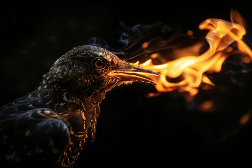 Bird flame fire blackbird.