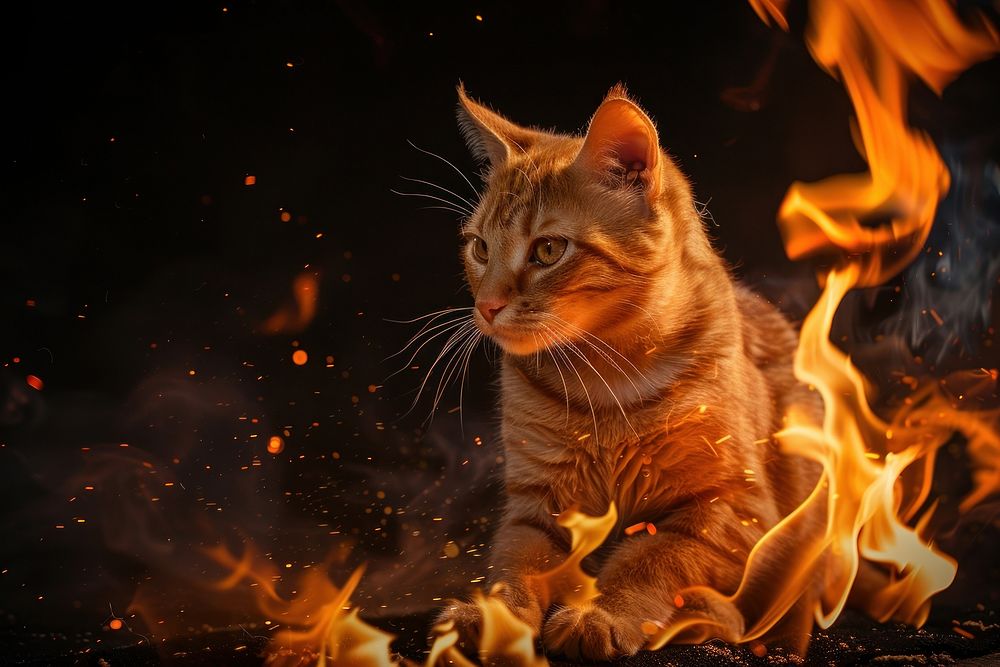 Cat flame fire bonfire.