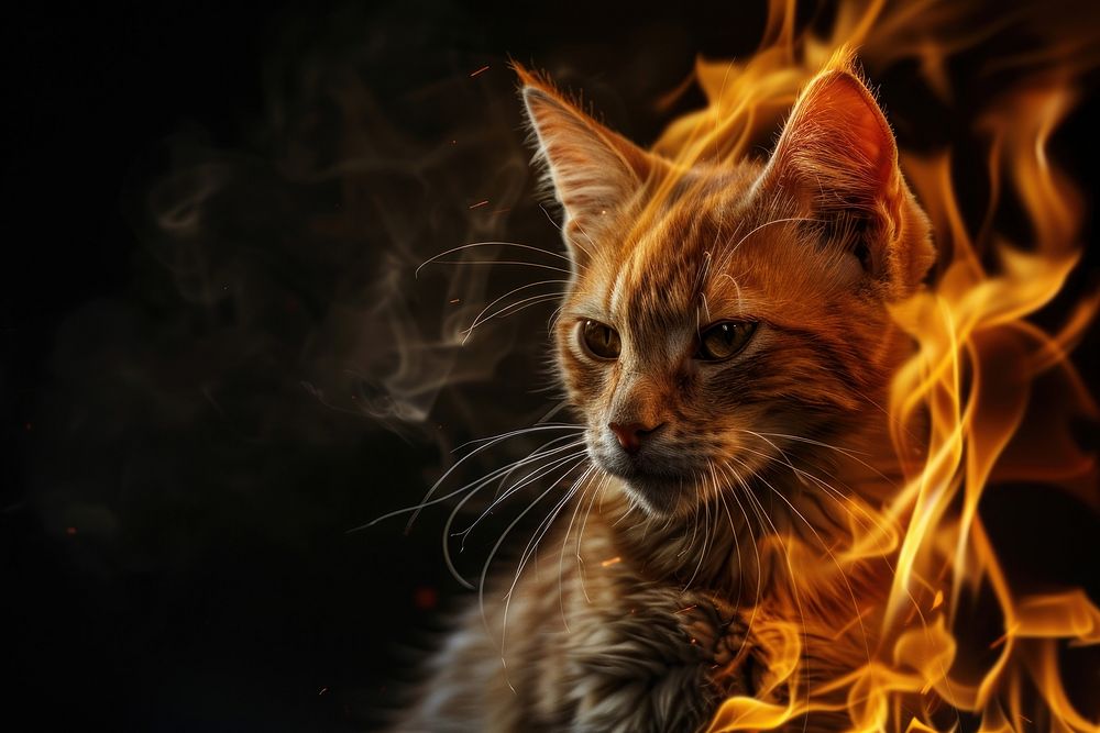Cat flame fire animal.