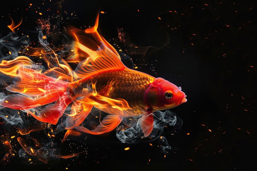 Fish flame fire goldfish.