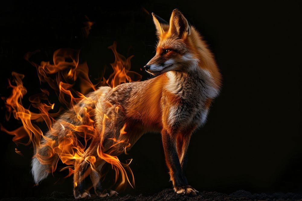 Fox flame fire wildlife.