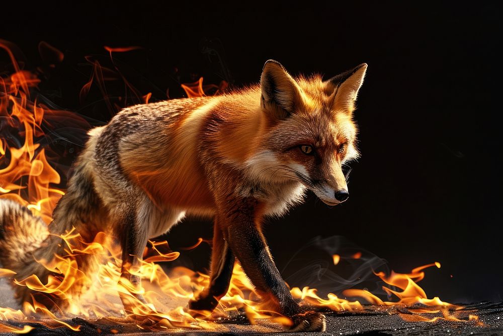 Fox flame fire wildlife.