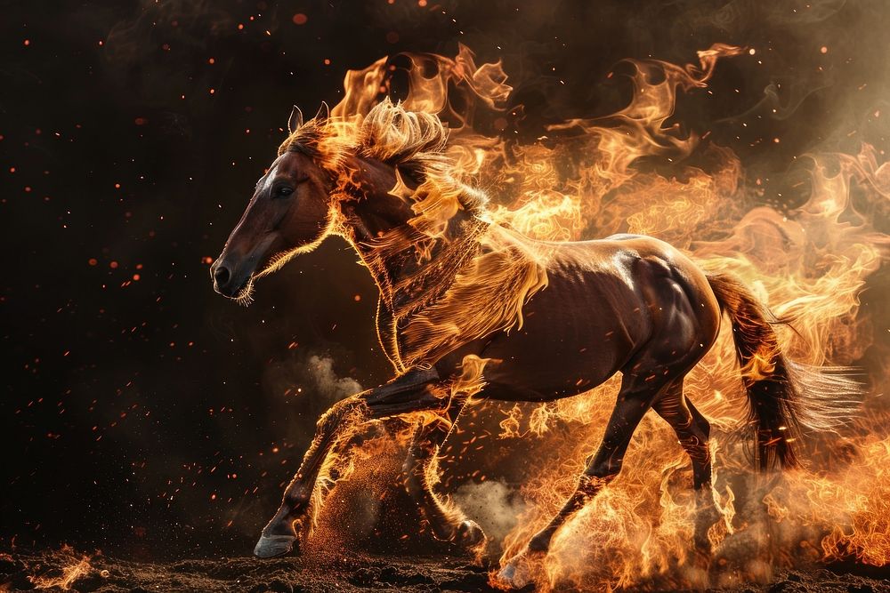 Horse flame fire bonfire.