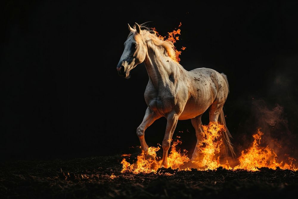 Horse flame fire stallion.