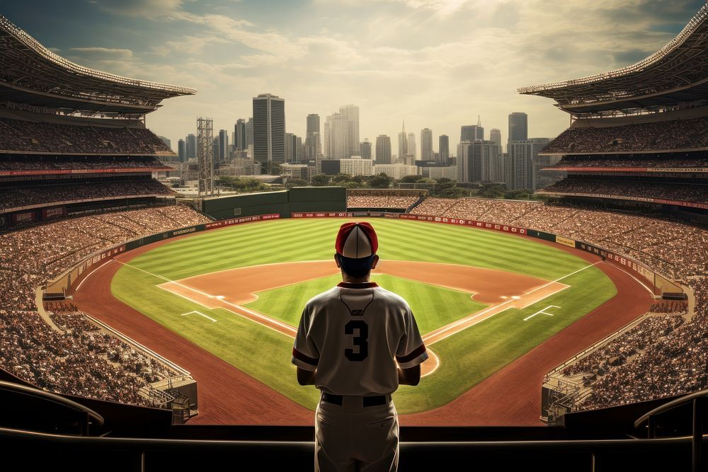 Japanese man playing Baseball baseball stadium architecture.