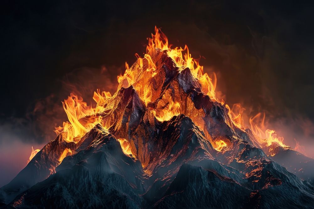 Mountain flame fire outdoors.