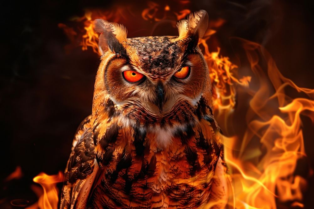 Owls flame fire bonfire.