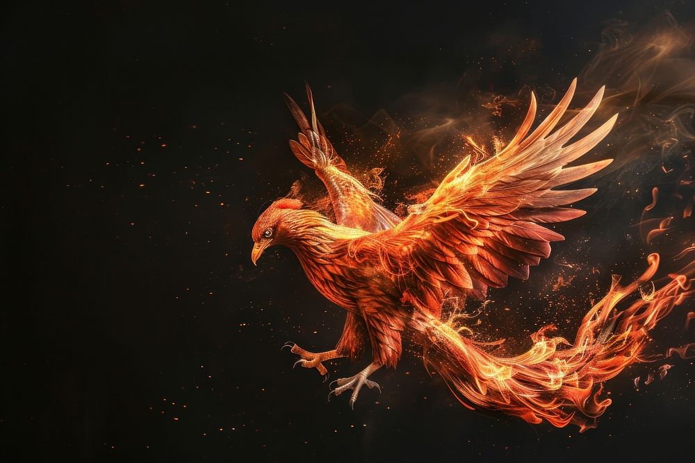 Phoenix bird flame fire bonfire.