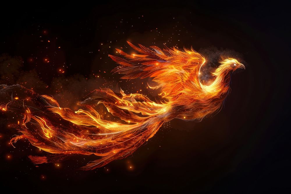 Phoenix bird flame fire bonfire.