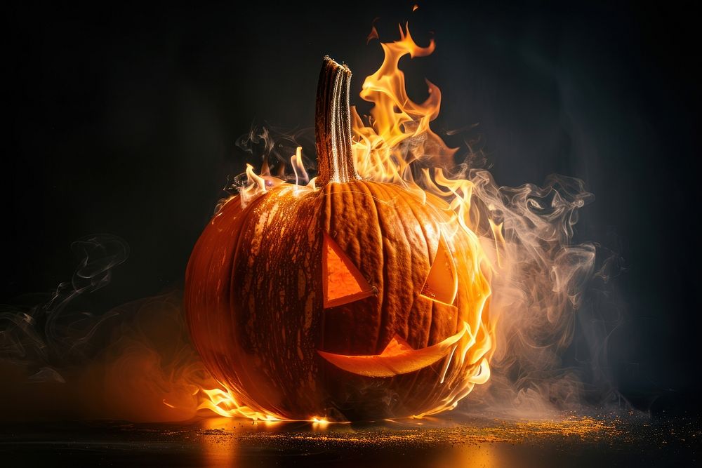 Pumpkin flame fire jack-o-lantern.