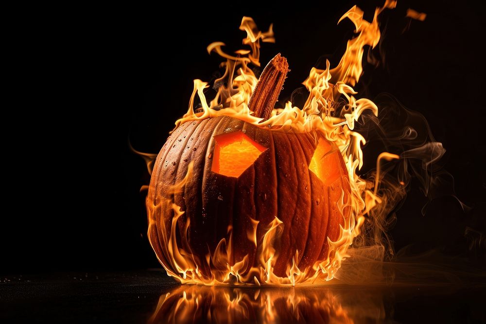 Pumpkin flame fire jack-o-lantern.
