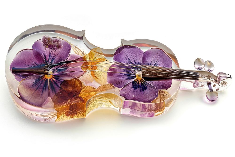 Flower resin viola shaped violin fiddle musical instrument.