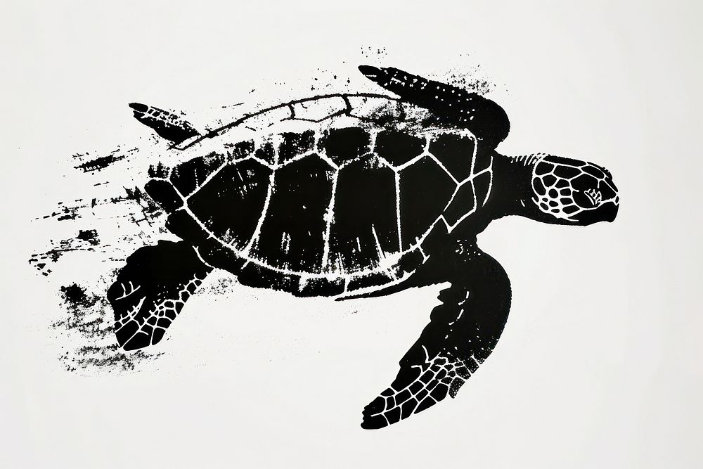 Turtle shaped rubber stamp tortoise reptile animal.