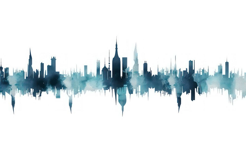 Music soundwave border metropolis landscape panoramic.