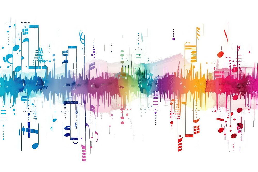 Music soundwave border graphics painting purple.
